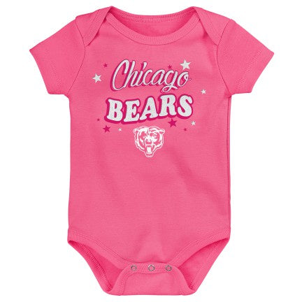 Newborn/Infant Girls Chicago Bears Pink My Team Short Sleeve Creeper - Pro Jersey Sports