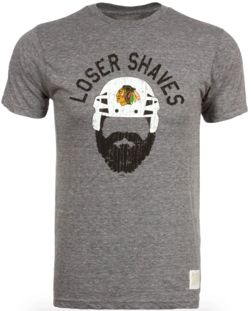 Men's NHL Chicago Blackhawks Gray Loser Shaves Tee by Retro Brand - Pro Jersey Sports