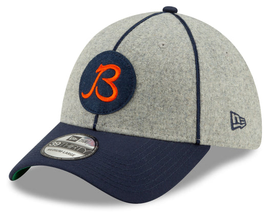 Chicago Bears 2019 Established Collection Sideline 1920 Home "B" Logo Gray/Navy 39THIRTY Flex Hat - Pro Jersey Sports