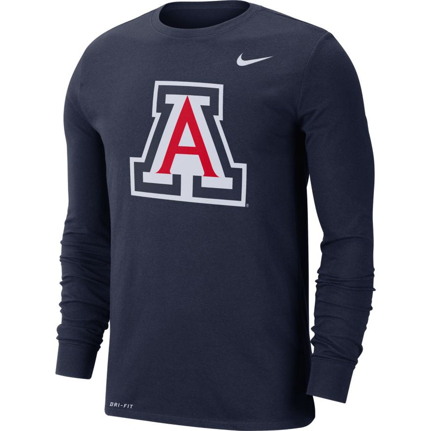 Men's Arizona Wildcats Long Sleeve Navy College Nike Dri-Fit Tee - Pro Jersey Sports