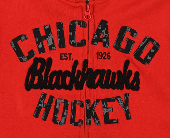 Youth CCM Chicago Blackhawks NHL Full Zip Vintage Fleece Hoodie
