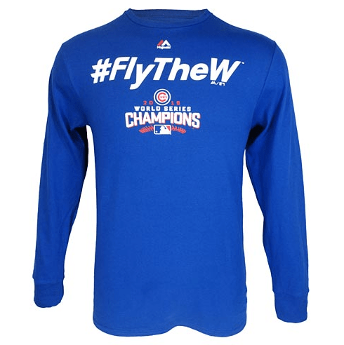 Men's Chicago Cubs World Series Champions #FlyTheW Long Sleeve T-Shirt - Pro Jersey Sports