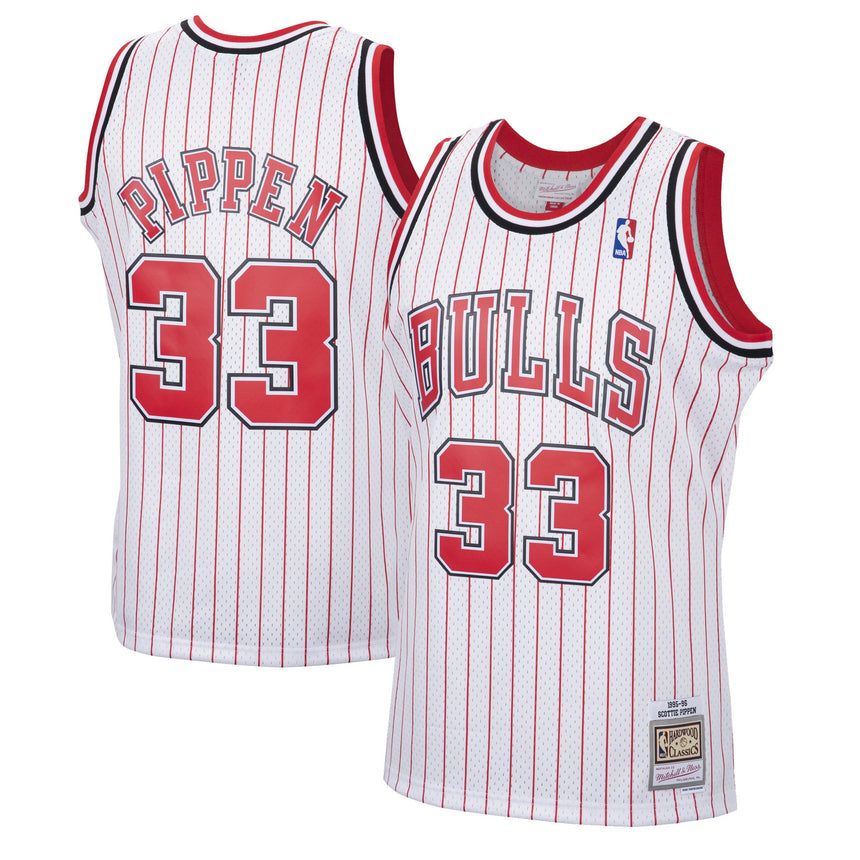 Men's Scottie Pippen Chicago Bulls Mitchell & Ness 1995-96 Hardwood Classics Reload Swingman Jersey - White - Pro Jersey Sports