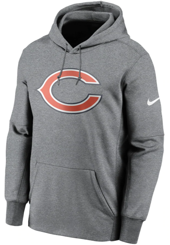 Men's Chicago Bears Nike Heathered Charcoal Fan Gear Primary Logo Therma Performance Pullover Hoodie - Pro Jersey Sports