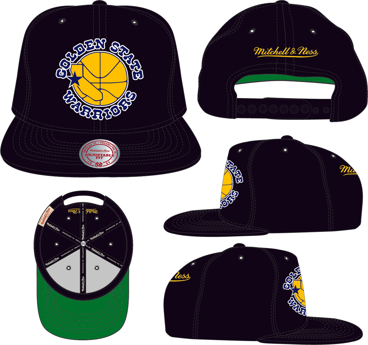 Men's Golden State Warriors NBA Core Basic Hardwood Classics Black Mitchell & Ness Snapback Hat