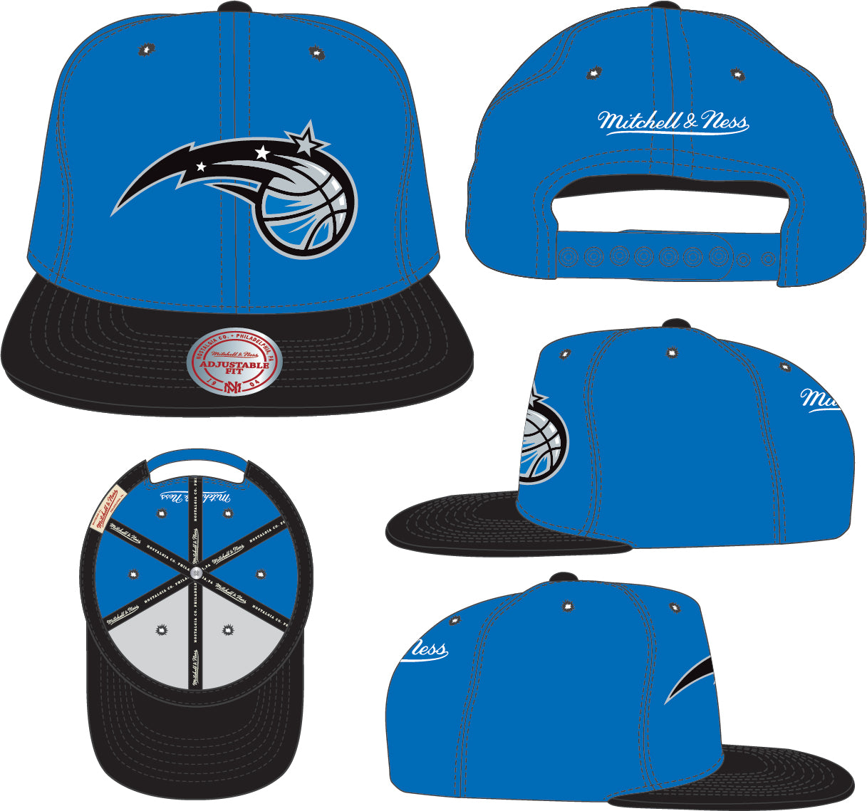 Men's Mitchell & Ness Orlando Magic Core Blue/Black Adjustable Snapback Hat - Pro Jersey Sports