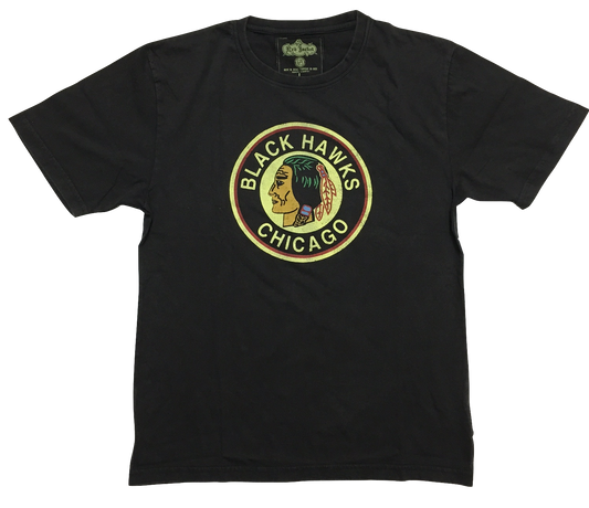 Chicago Blackhawks Brass Tacks 1934 Logo Black Brass Tacks Tee By Red Jacket - Pro Jersey Sports