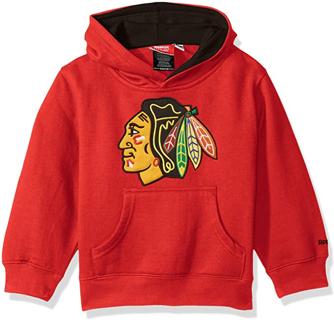 Reebok Chicago Blackhawks CHILD Primary Logo Red Pullover Hooded Sweatshirt - Pro Jersey Sports
