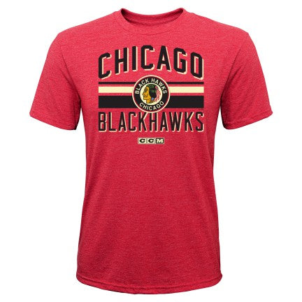 Youth Chicago Blackhawks Triblend CCM Classic Logo Bar Tee - Pro Jersey Sports