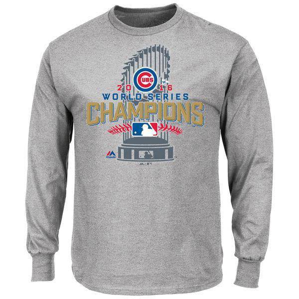 Men's Big & Tall Chicago Cubs 2016 World Series Champions Locker Room Long Sleeve Tee - Pro Jersey Sports