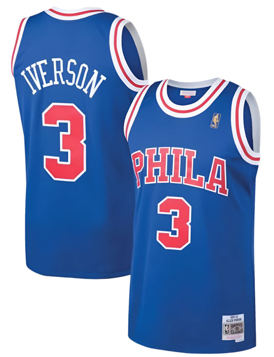Men's Philadelphia 76ers Allen Iverson Mitchell & Ness Royal 1996-97 Hardwood Classics Swingman Jersey - Pro Jersey Sports