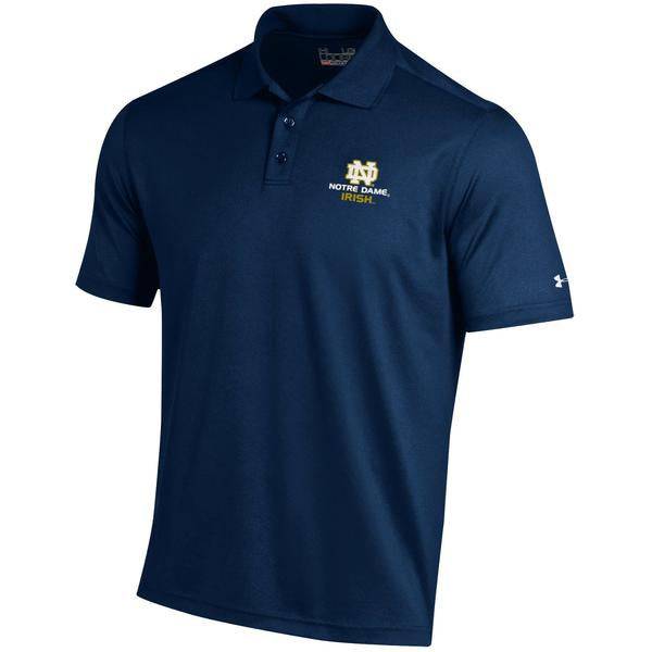 Men's Under Armour Notre Dame Fighting Irish Navy Logo Performance Polo - Pro Jersey Sports