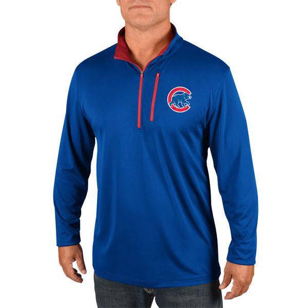 Men's Chicago Cubs Royal Half-Zip Pullover Top by Majestic - Pro Jersey Sports
