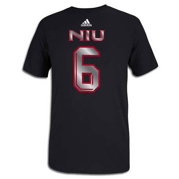 Northern Illinois Huskies Football Black Out Game Day #6 Player Tee By Adidas - Pro Jersey Sports