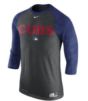 Men's Chicago Cubs Charcoal Heather 3/4 Sleeve Nike AC Legend Shirt - Pro Jersey Sports