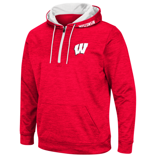 Men's NCAA Wisconsin Badgers Wonder Marled 1/4 Zip Hoodie By Colosseum Athletics - Pro Jersey Sports
