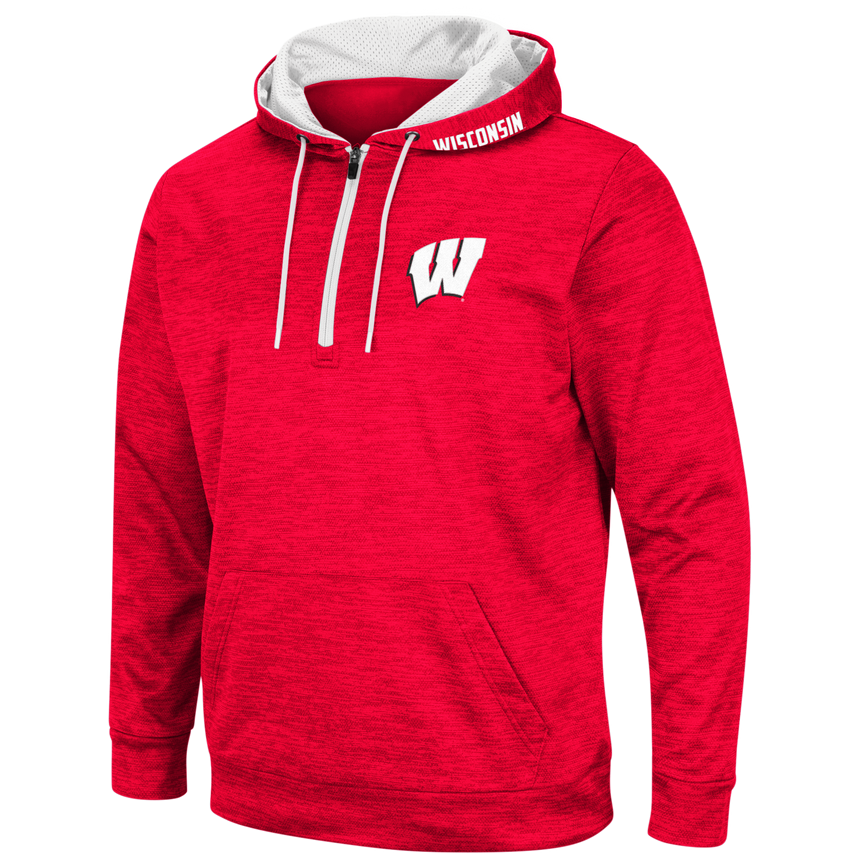 Men's NCAA Wisconsin Badgers Wonder Marled 1/4 Zip Hoodie By Colosseum Athletics - Pro Jersey Sports
