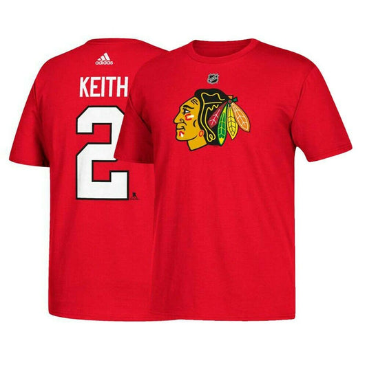 Men's Chicago Blackhawks Duncan Keith adidas Red Name & Number T-Shirt - Pro Jersey Sports