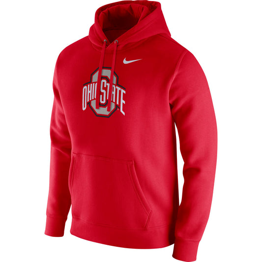 Ohio State Buckeyes Nike Logo Club Fleece Pullover Hoodie - Scarlet - Pro Jersey Sports