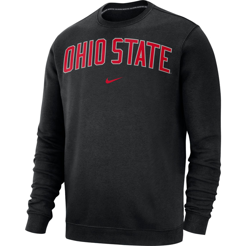 Ohio State Buckeyes Nike Club Fleece Crew Neck - Black - Pro Jersey Sports