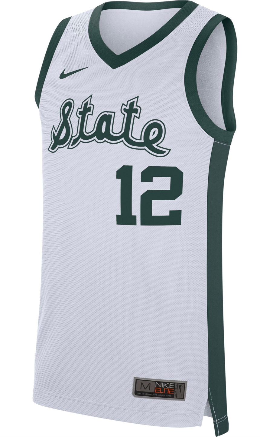 Men's Michigan State Spartans Nike Replica Retro #12 Basketball Jersey – White - Pro Jersey Sports