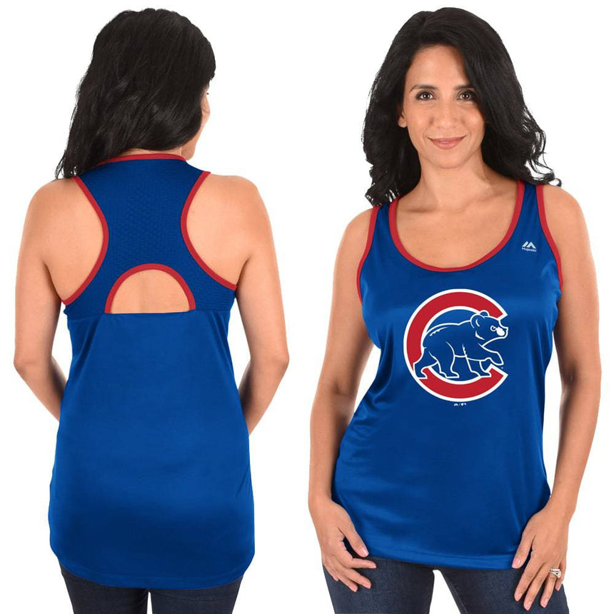 Womens Chicago Cubs All About Function Cool Base Racerback Tank Top By Majestic - Pro Jersey Sports
