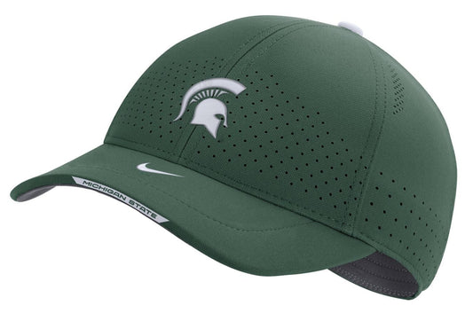 Nike Men's Michigan State Spartans Green AeroBill Swoosh Adjustable Classic 99 Football Sideline Hat - Pro Jersey Sports