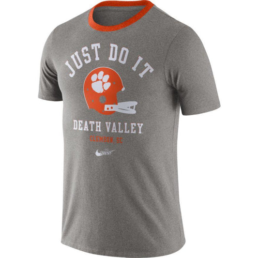 Men's Clemson Tigers Football Gray Vault Helmet Logo T-Shirt By Nike - Pro Jersey Sports