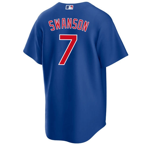 NIKE Men's Dansby Swanson Chicago Cubs Alternate Blue Premium Stitch Replica Jersey - Pro Jersey Sports