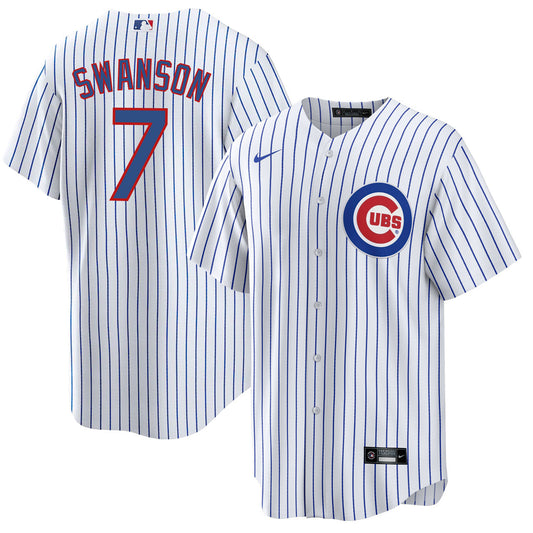 NIKE Men's Dansby Swanson Chicago Cubs White Home Premium Stitch Replica Jersey - Pro Jersey Sports