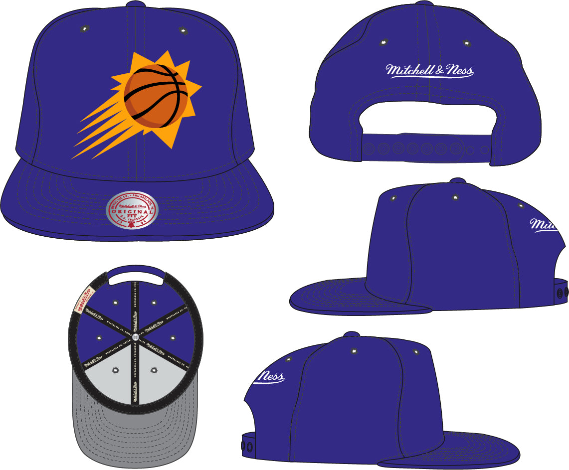 Men's Phoenix Suns Mitchell & Ness Ground 2.0 Purple Burst Snapback Adjustable Hat - Pro Jersey Sports