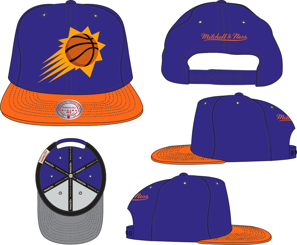 Men's Phoenix Suns Mitchell & Ness Purple/Orange 2-Tone Snapback Adjustable Hat - Pro Jersey Sports