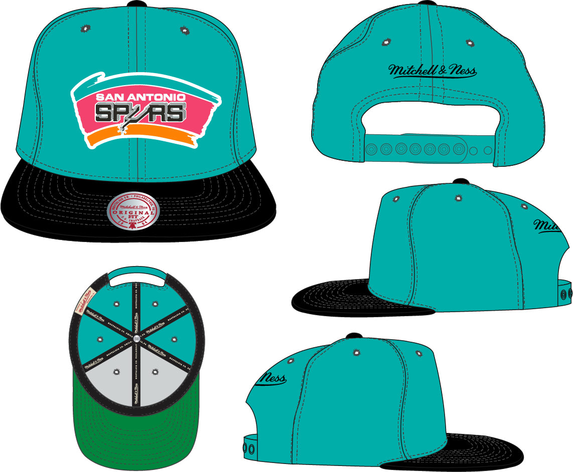 Men's Mitchell & Ness San Antonio Spurs 2-Tone Teal 2.0 Adjustable Snapback Hat - Pro Jersey Sports