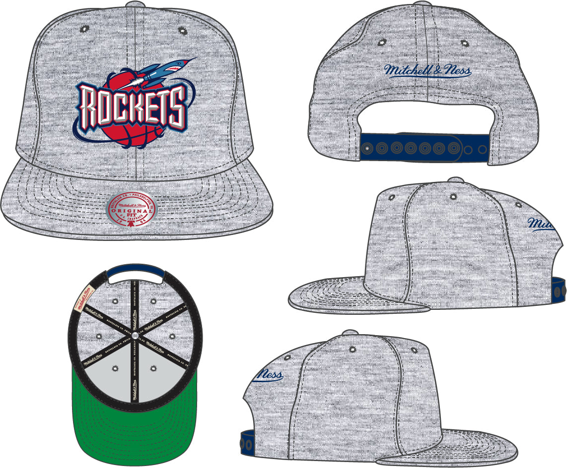 Houston Rockets HWC Gray Heather 2.0 Mitchell & Ness Snapback Hat - Pro Jersey Sports
