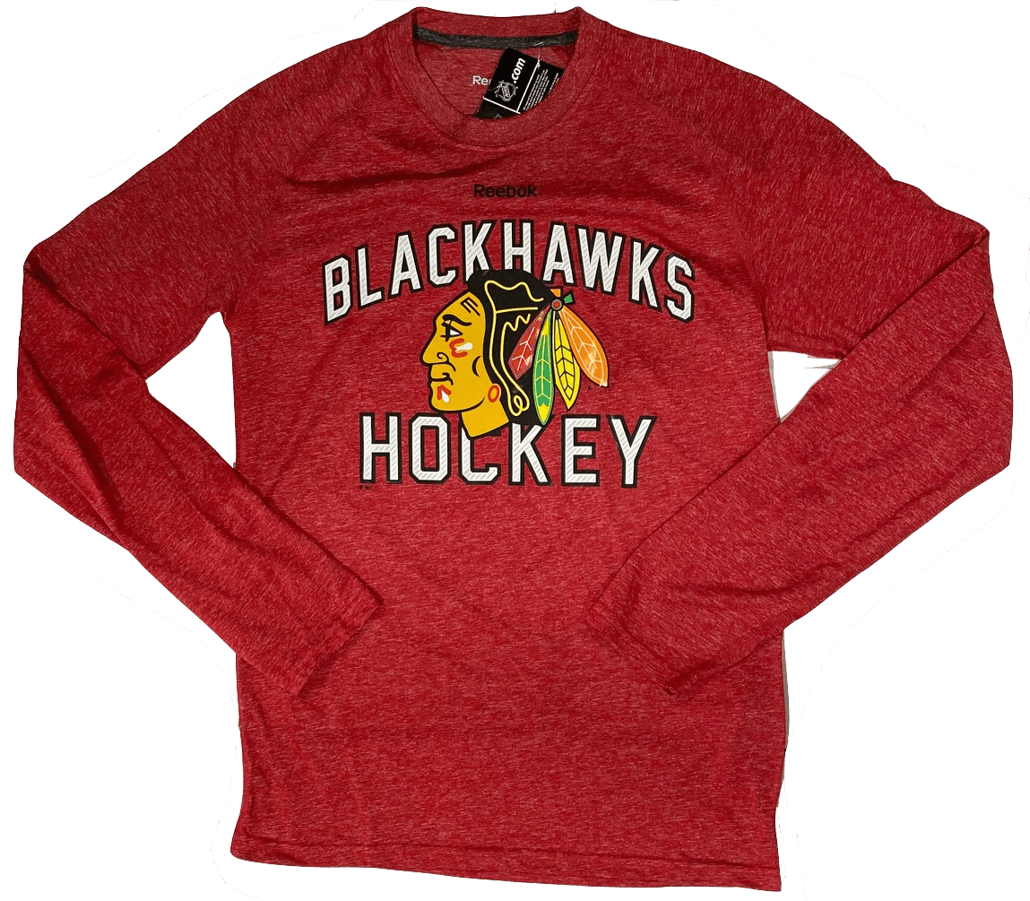 Reebok Chicago Blackhawks NHL Red Open Net Adult Long Sleeve Shirt - Pro Jersey Sports