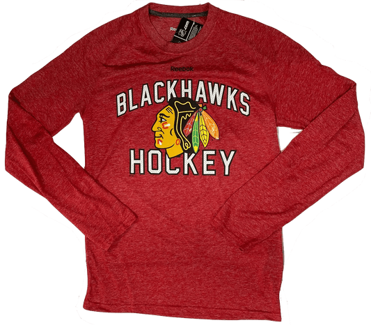 Reebok Chicago Blackhawks NHL Red Open Net Adult Long Sleeve Shirt - Pro Jersey Sports
