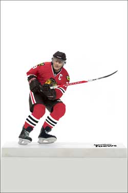 McFarlane NHL Series 24 Jonathan Toews Chicago Blackhawks Collector Level Silver Chase Figure Red Jersey