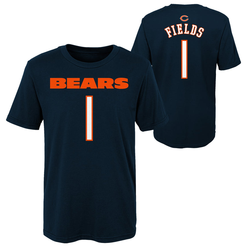 Youth Justin Fields Chicago Bears Navy Mainliner Name And Number Shirt - Pro Jersey Sports