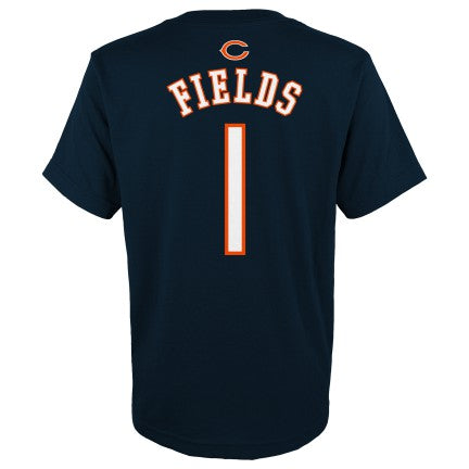 Kids Justin Fields Chicago Bears Navy Mainliner Name And Number Shirt - Pro Jersey Sports