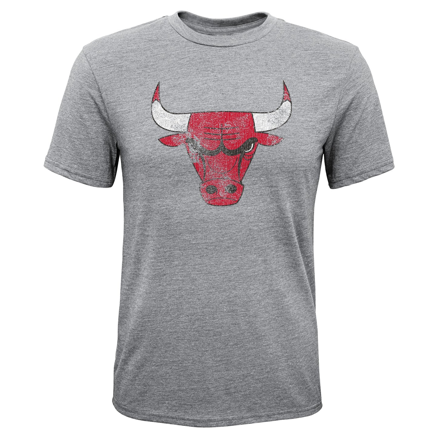 Chicago Bulls Youth Short Sleeve Distressed Heather Gray Tri-Blend T-Shirt - Pro Jersey Sports