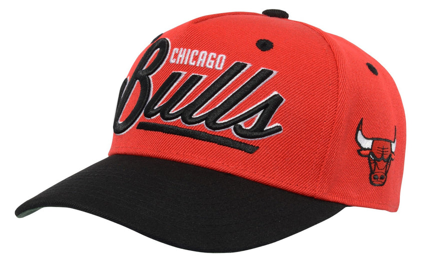 Youth Chicago Bulls NBA Two-Tone Red/Black Retro Script Adjustable Hat - Pro Jersey Sports