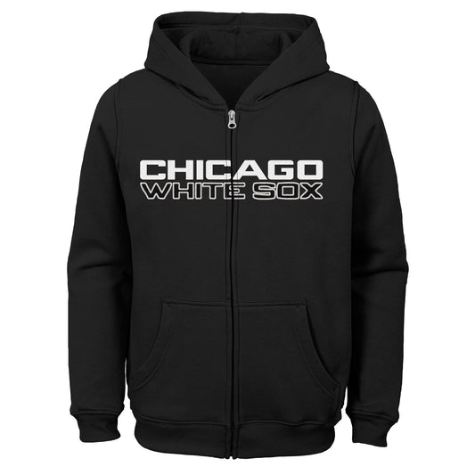 Youth Chicago White Sox Wordmark Black Full Zip Hoodie - Pro Jersey Sports