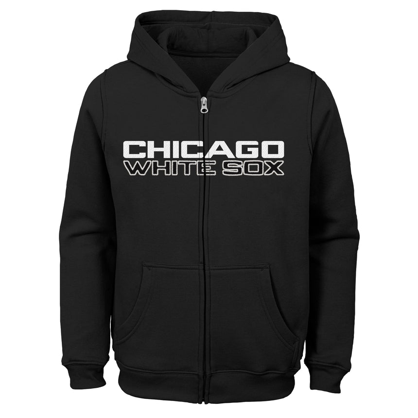 Youth Chicago White Sox Wordmark Black Full Zip Hoodie - Pro Jersey Sports
