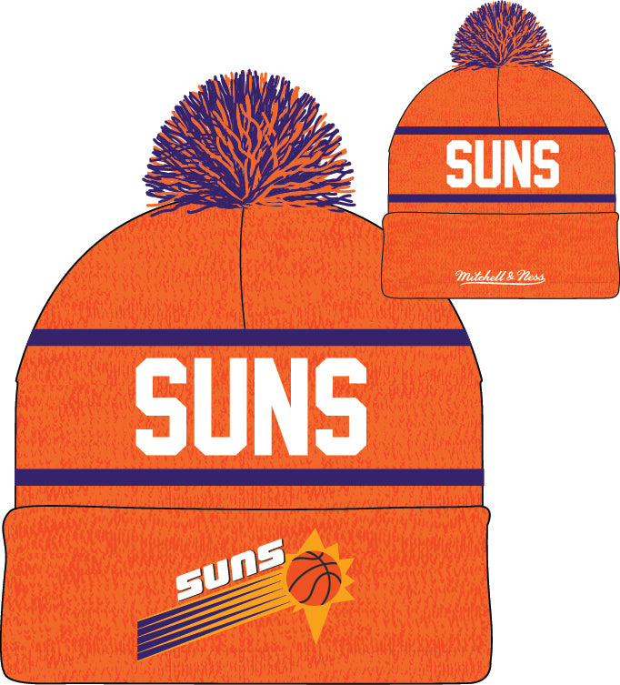 Phoenix Suns Mitchell & Ness NBA Reload 2.0 Orange Cuffed Pom Knit Hat - Pro Jersey Sports