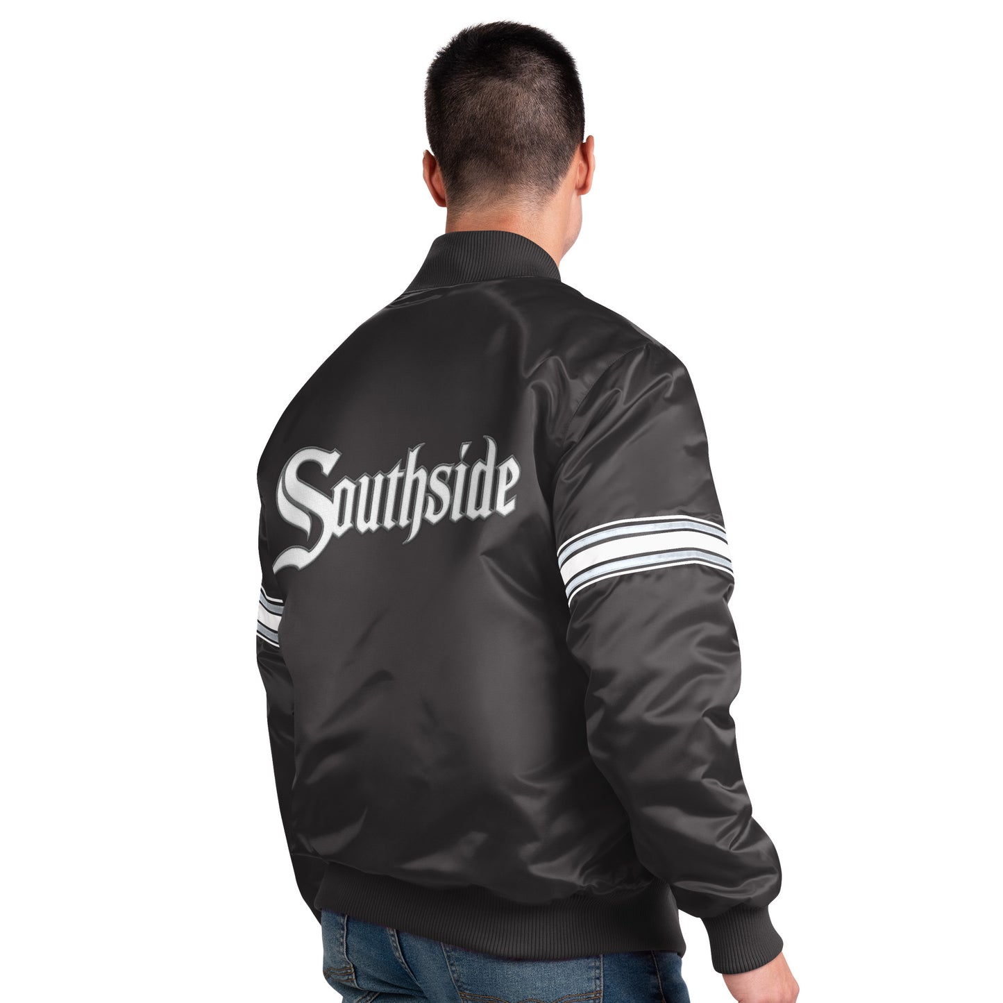 Men's Chicago White Sox City Connect Pick & Roll Starter Satin Jacket-Black - Pro Jersey Sports