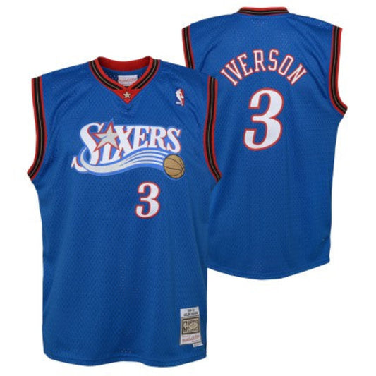 Youth Philadelphia 76ers Allen Iverson Mitchell & Ness Blue 1999-2000 Hardwood Classics Swingman Jersey - Pro Jersey Sports