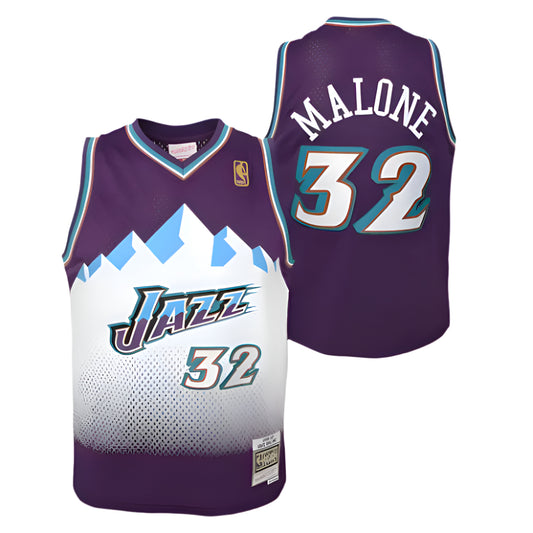 Youth Utah Jazz Karl Malone Mitchell & Ness Purple 1996-97 Hardwood Classics Swingman Jersey - Pro Jersey Sports