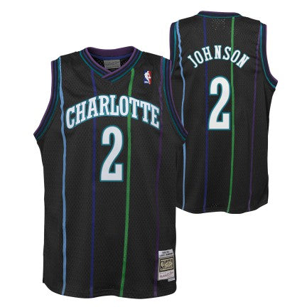 Youth Charlotte Hornets Larry Johnson Mitchell & Ness 1992-93 Hardwood Classics Reload 2.0 Swingman Jersey-Black - Pro Jersey Sports