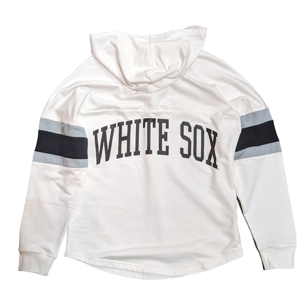 Women's Chicago White Sox Game Plan White Long Sleeve Lace Hooded Tee - Pro Jersey Sports