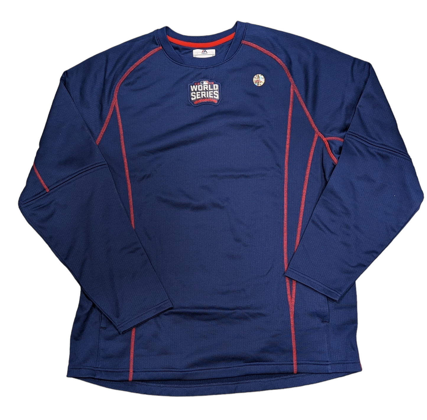 Men's 2016 World Series Authentic Navy Majestic Practice Pullover Therma Base Top - Pro Jersey Sports